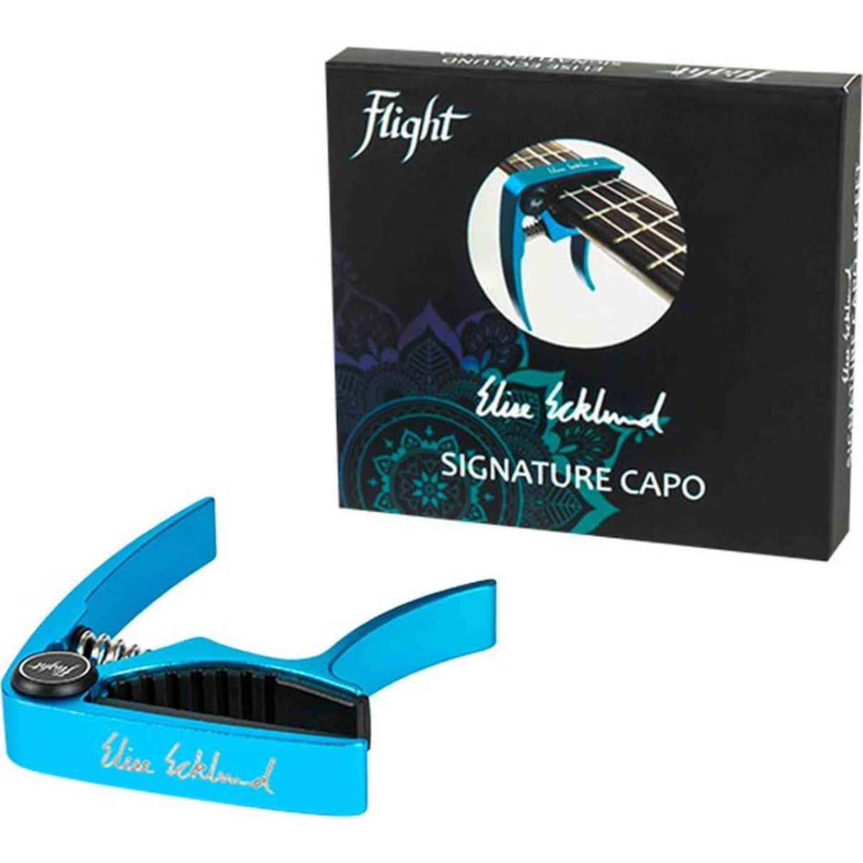 Flight FC-EE T Elise Ecklund Signature Ukulele Capo Turquoise Aluminium met Trigger Mechanisme