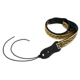 Flight S47 Black Gold Ukulele Strap Vegan Nubuck met Gevlochten Patroon en Headstock Tie