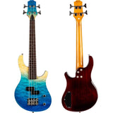 Flight Mini Bass TBL Elektrische Mini Bass Ukulele met Quilted Maple Top, Alnico 5 P-Style Pickup en Roasted Maple Hals