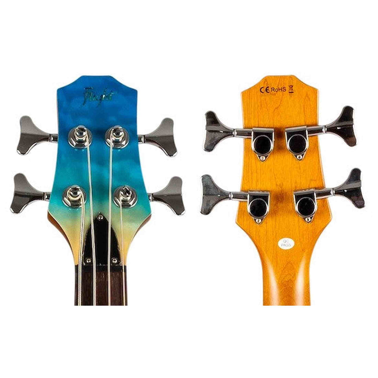 Flight Mini Bass TBL Elektrische Mini Bass Ukulele met Quilted Maple Top, Alnico 5 P-Style Pickup en Roasted Maple Hals