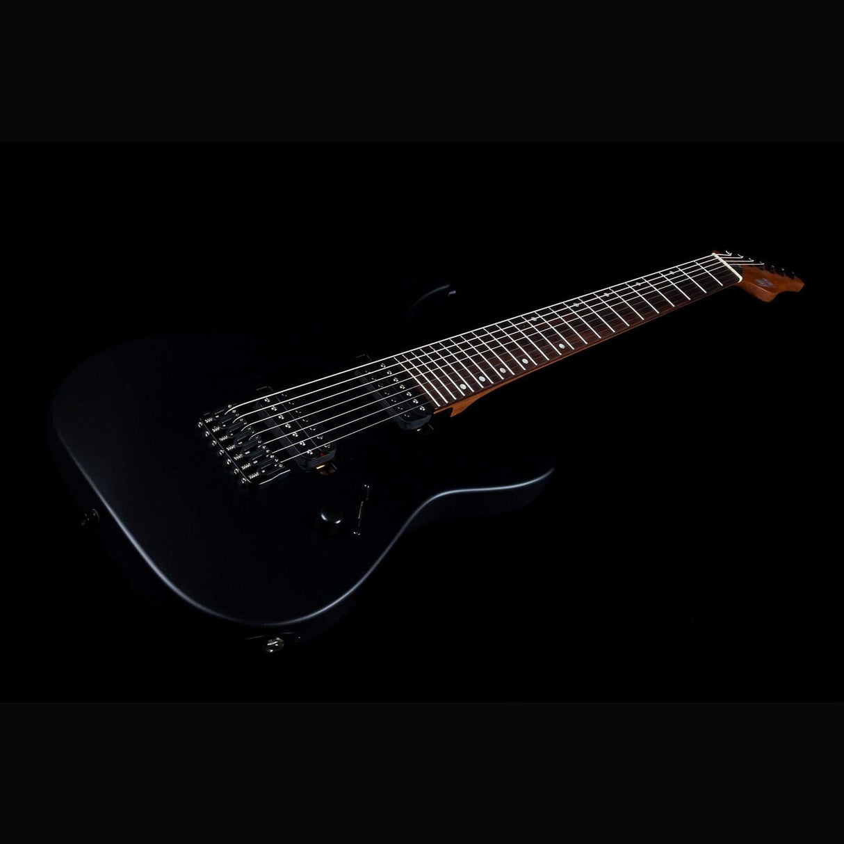 JET JS-507 BK Stygian 7-snarige S-style Elektrische Gitaar HH Vaste Brug Rosewood Toets Satijn Zwart