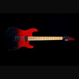 JET JS-1000 Vulcano S-style Elektrische Gitaar HH Flame Maple Top Roasted Maple Transparant Rood
