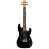 Flight Mini Bass Lite BK Elektrische Mini Bas Ukulele Zwart met Poplar Body en Alnico 5 P-Style Pickup