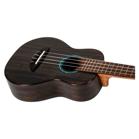 Flight Iris Tinta Concert TBK Ukulele met All Solid Mahogany Body, Rosewood Toets en Fluorocarbon Snaren, Transparent Black