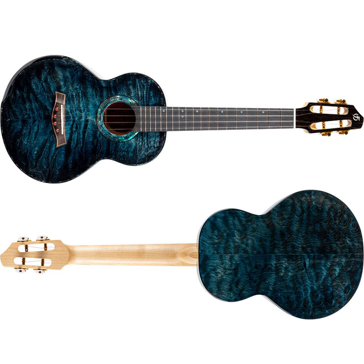 Flight A10QM A10 Volmassief Tenor Ukulele - Gequilte Esdoorn Blauw