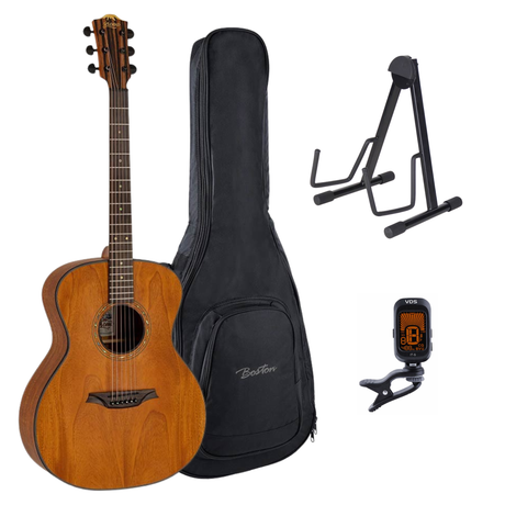 Bromo BAT2M Tahoma Series Gitaarset – Grand Auditorium met Massief Mahonie Bovenblad, Gigbag, Standaard en Tuner