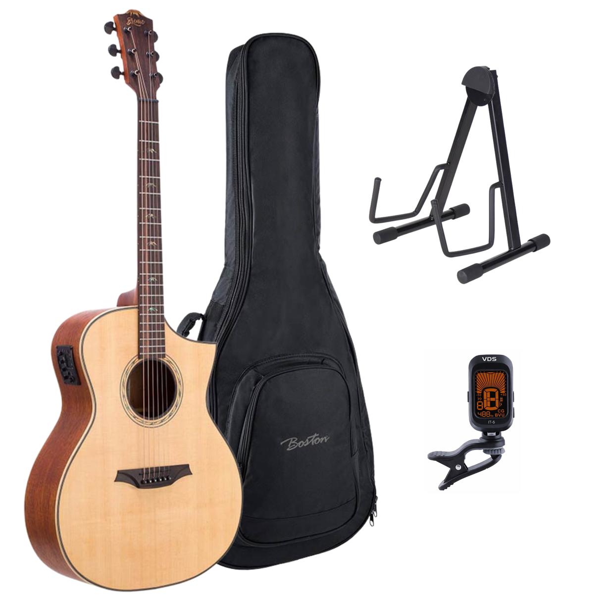Bromo BAT4CE Tahoma Series Gitaarset – Hillside Auditorium Cutaway met Massief Sparren Bovenblad en Preamp