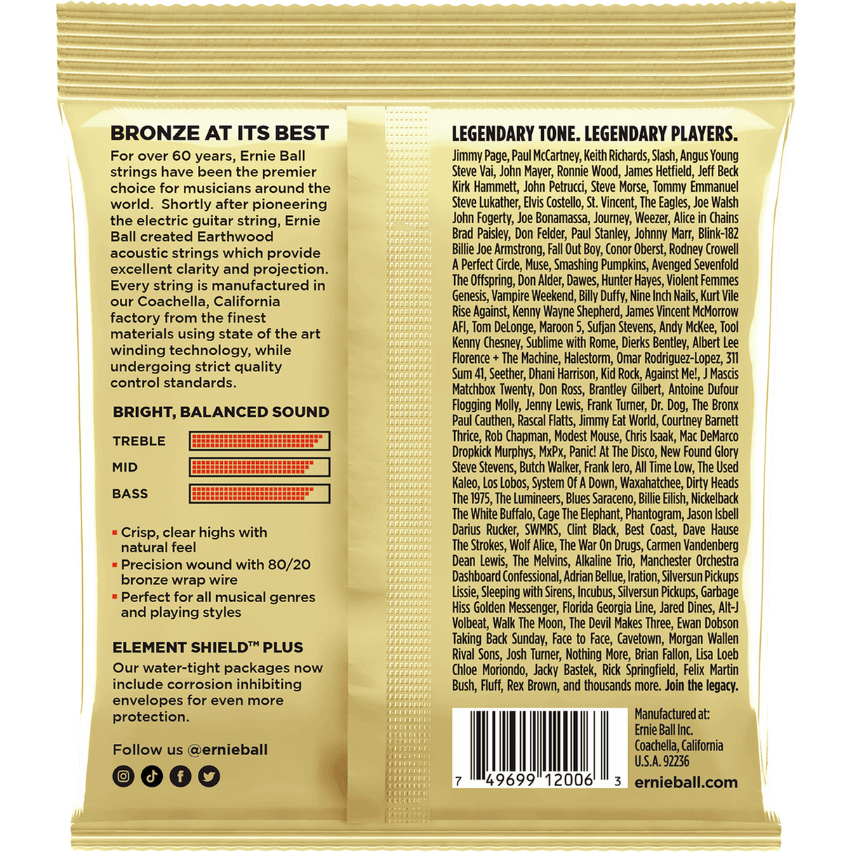 Ernie Ball 2006 Earthwood Akoestische Gitaar Snaren Extra Light 010–050 80/20 Bronze