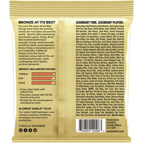 Ernie Ball 2006 Earthwood Akoestische Gitaar Snaren Extra Light 010–050 80/20 Bronze