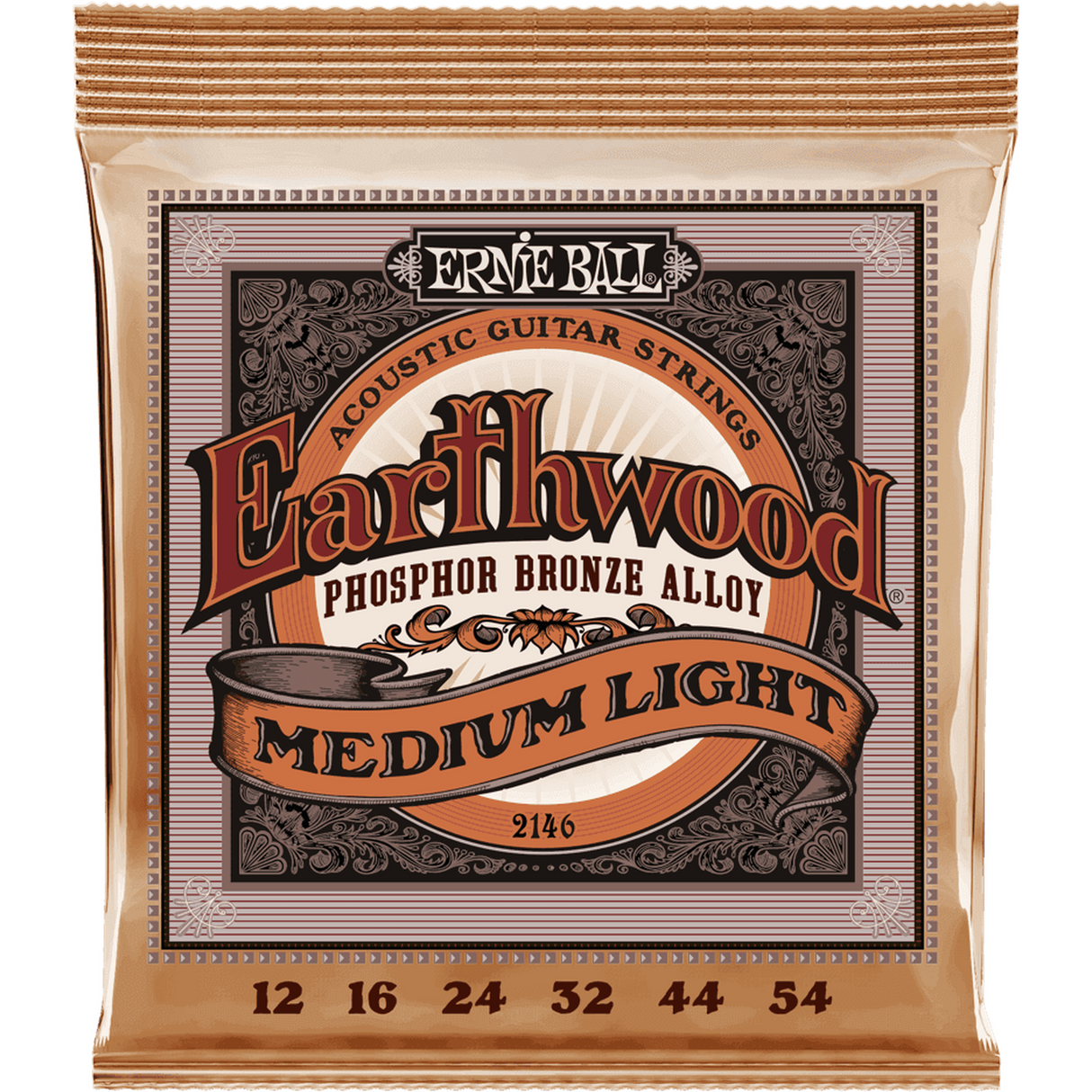 Ernie Ball 2146 Earthwood Fosforbrons Akoestische Gitaarsnaren Medium Light 12–54