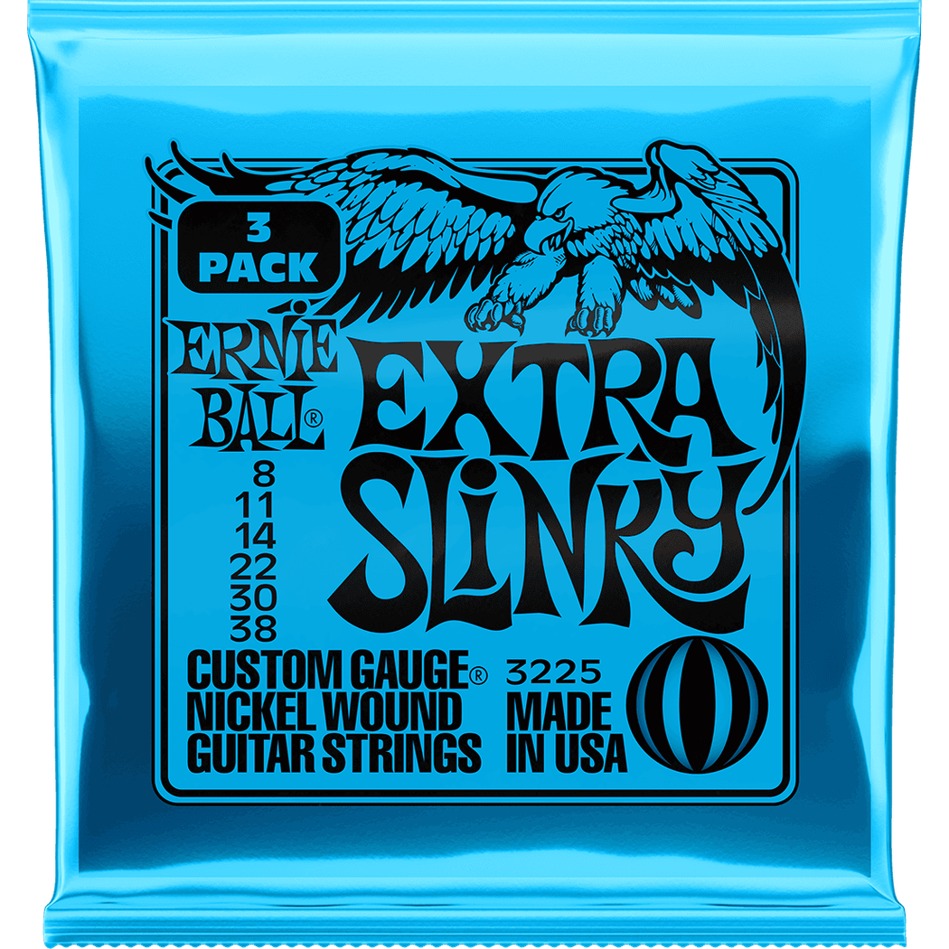 Ernie Ball 3225 Extra Light elektrische gitaarsnaren 3-pack 008-038