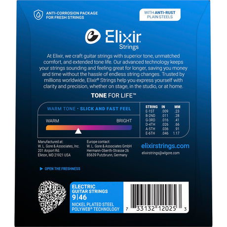 Elixir 12025 Polyweb elektrische gitaarsnaren Custom Light 009-046