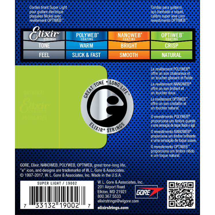 Elixir 19052 Optiweb elektrische gitaarsnaren Light 010-046