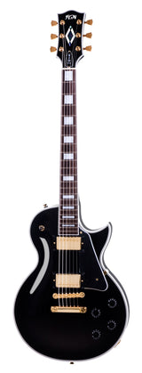 FGN Neo Classic LC10 elektrische gitaar Black, Alnico 5 humbuckers, gouden hardware, met gigbag
