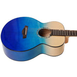 Flight PIXI TBL Reisgitaar met Flamed Maple Body Transparent Blue
