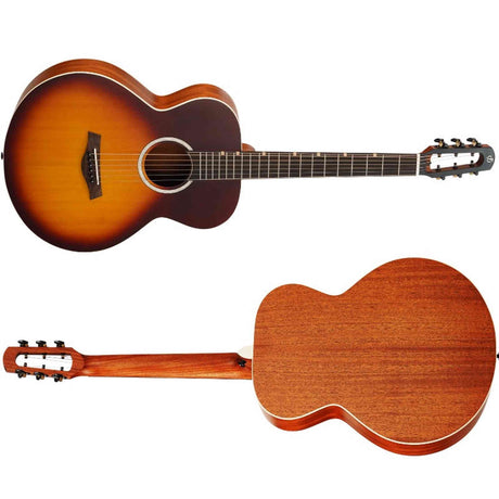 Flight PIXI TSB Reisgitaar met Massief Sparren Bovenblad Transparent Sunburst