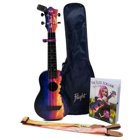 Flight TUS-EE Sunset PACK Elise Ecklund Signature Soprano Ukulele Set met Tuner, Capo, Strap, Songbook en Gigbag