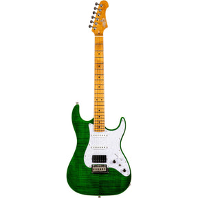 JET JS-600 TGR S-style Elektrische Gitaar HSS Mahonie Body Flame Maple Top Transparant Groen