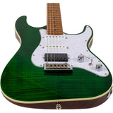 JET JS-600 TGR S-style Elektrische Gitaar HSS Mahonie Body Flame Maple Top Transparant Groen