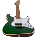 JET JS-600 TGR S-style Elektrische Gitaar HSS Mahonie Body Flame Maple Top Transparant Groen
