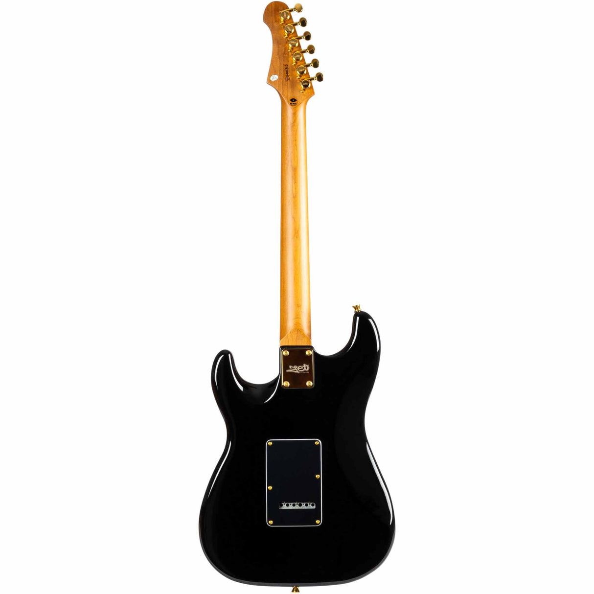 JET JS-380 BK G S-style Elektrische Gitaar SSS Alnico V Tremolo Goud Hardware Rosewood Toets Zwart