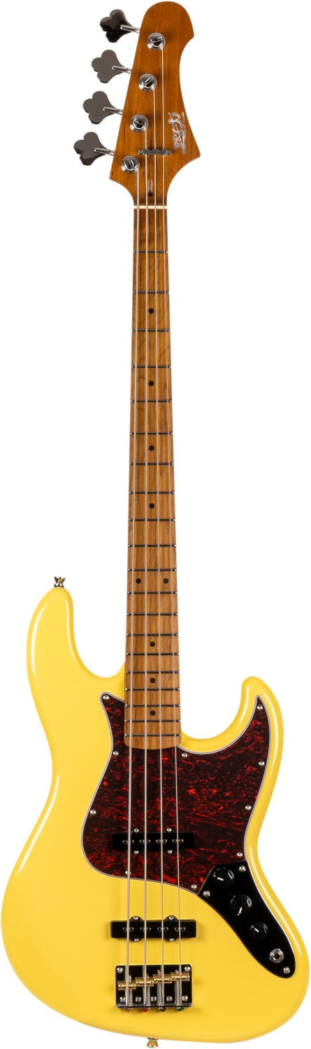 JET JJB-300 VYW JB-style Elektrische Bas 4-snarig Roasted Maple Vintage Geel