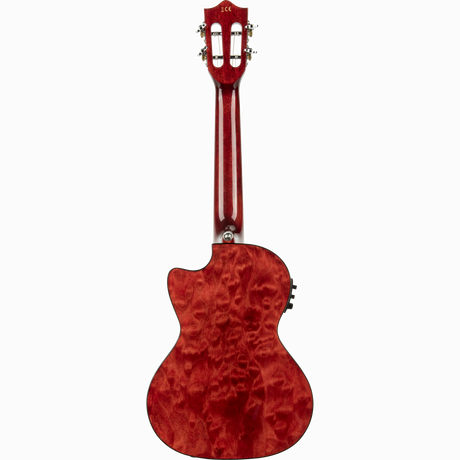LANIKAI LKUQM-RDCET Tenorukelele, Quilted Maple-serie, rood, cutaway,voorversterke