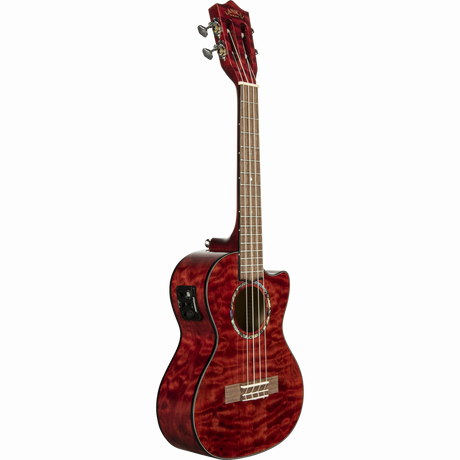 LANIKAI LKUQM-RDCET Tenorukelele, Quilted Maple-serie, rood, cutaway,voorversterke