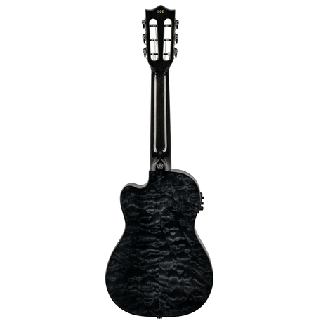 LANIKAI LKUQMBKCEG Guitarlele, Quilted Maple Serie, Black, Cutaway, Preamp, Softc
