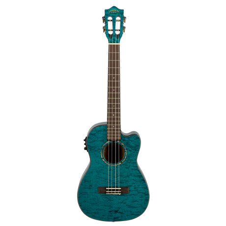 LANIKAI LKUQMBLCEB Baritonukelele, Quilted Maple Serie, Blue, Cutaway, Preamp, So