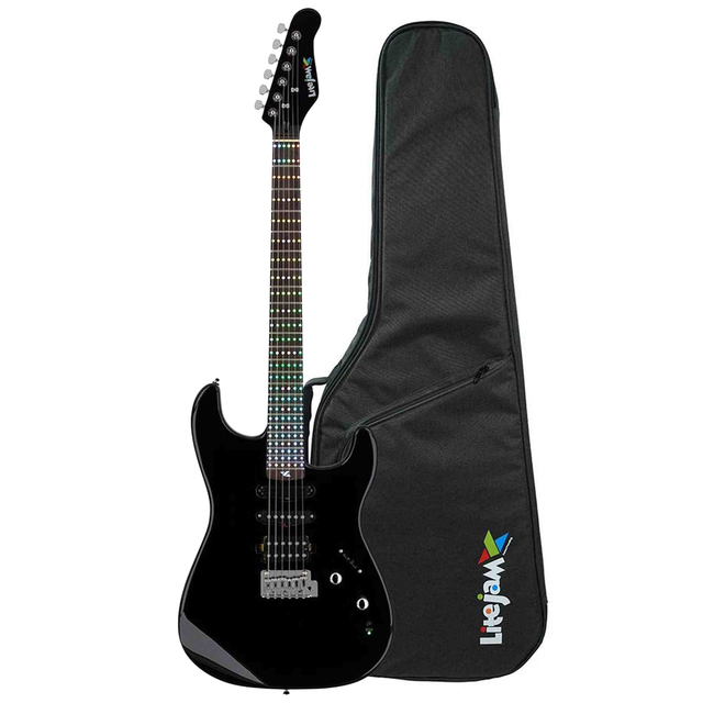 Litejam RGB24/BK elektrische gitaar – 24 frets, 144 RGB LED’s, HSH-configuratie, met gigbag, zwart