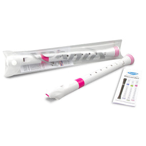 NUVO B300 PK sopraanblokfluit wit-roze barok vingerzetting met etui en motivatieringen
