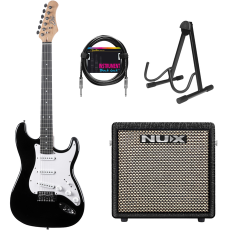 EKO ST100 Tribute ST-Style Zwart + NUX Mighty-8 MK2 Versterker