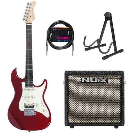 Sire S1 ST-Style Elektrische Gitaar Candy Apple Red + NUX Mighty-8 MK2 Versterker