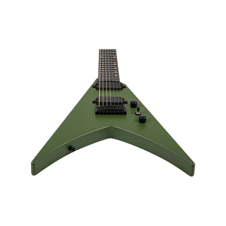 Spira V-407 MGR V-Style 7-Snarige Elektrische Gitaar HH Villain Humbuckers Roasted Poplar Satin Green