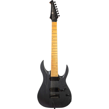 Spira S-607 ABK 7-snarige Elektrische Gitaar Swamp Ash Black met Stainless Steel Frets