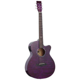 Tanglewood Azure TA4CEHPU Super Folk Cutaway Elektro-Akoestische Gitaar Quilted Ash Purple Gloss