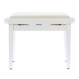 QUIKLOK PB010WHS Piano Bank – Verstelbaar 480-570 mm, Fluwelen Zitting, Mat Wit