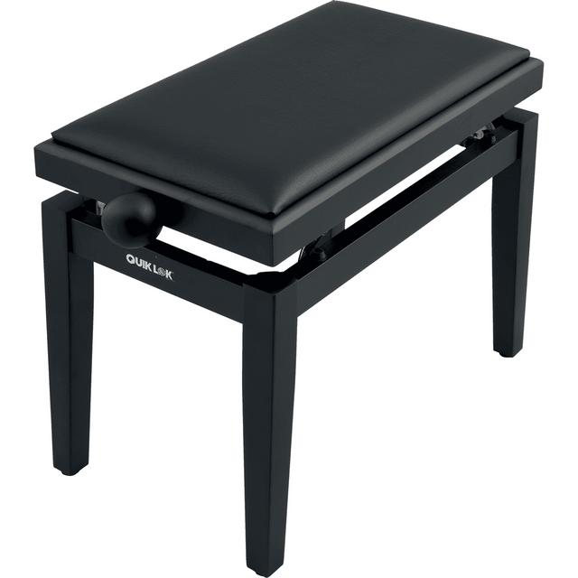 QUIKLOK PB100BKS Piano Bank – Verstelbaar 480-570 mm, Kunstleren Zitting, Mat Zwart