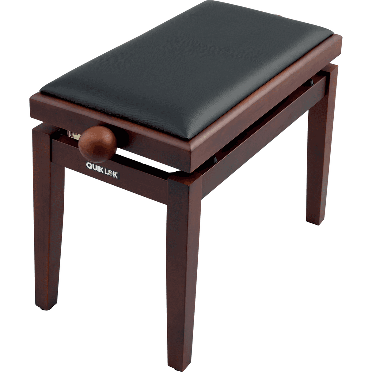 QUIKLOK PB100WNS Piano Bank – Verstelbaar 480-570 mm, Kunstleren Zitting, Mat Bruin