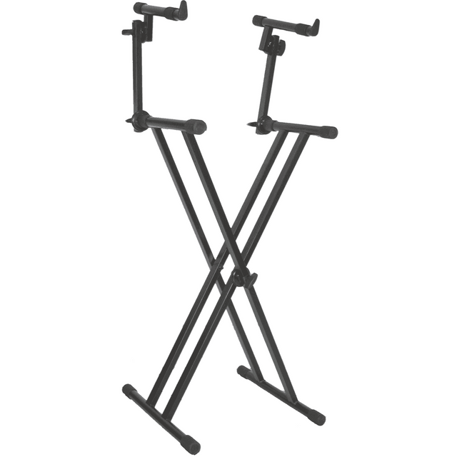 QUIKLOK T22 Dubbele X Keyboardstandaard – 2 Lagen, Staal, Verstelbaar, max. 81 kg