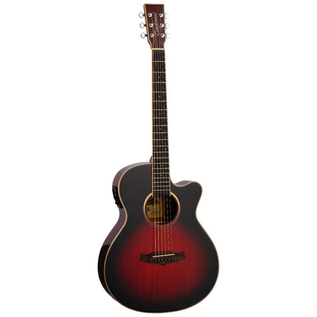 Tanglewood Winterleaf E AVB Super Folk Cutaway Elektro-Akoestische Gitaar Solid Mahogany Autumn Vintage Burst