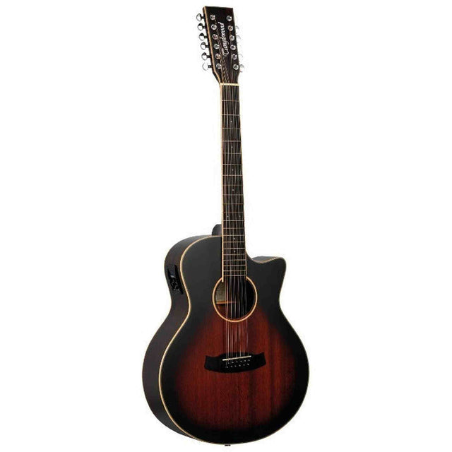 Tanglewood Winterleaf TW6-12 CE AVB 12-Snarige Dreadnought Cutaway Elektro-Akoestische Gitaar Mahogany Autumn Vintage Burst