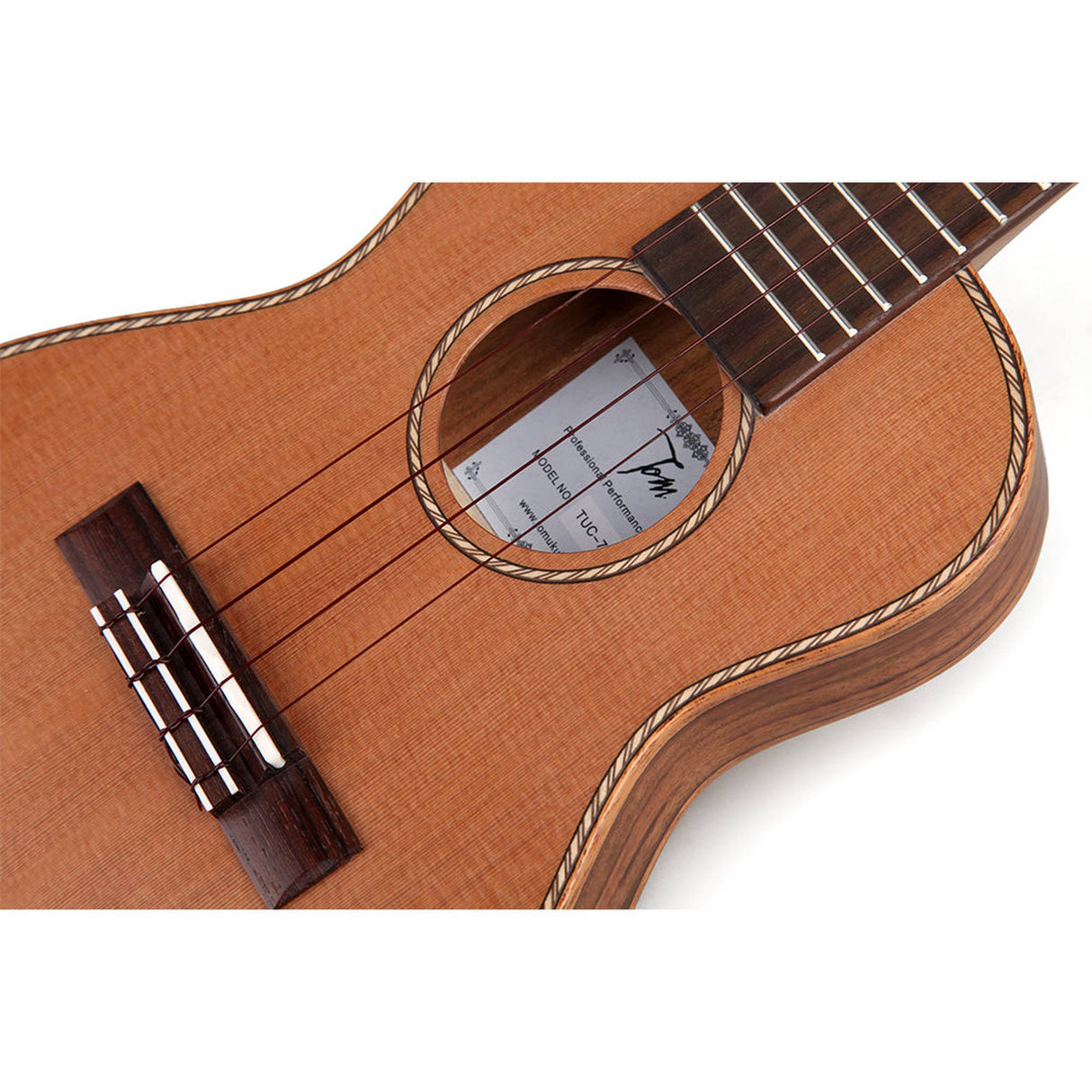 TOM 790 E Thinline Tenor Ukelele met Massief Red Cedar Bovenblad en Pickup Inclusief Luxe Hoes