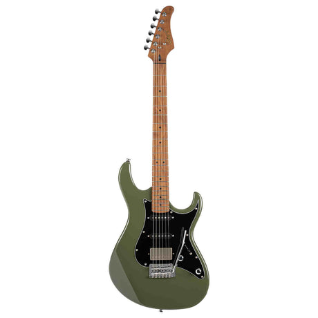 Cort G250SE ODG Elektrische Gitaar HSS Linden Roasted Maple Olive Dark Green met 2-Punts Tremolo