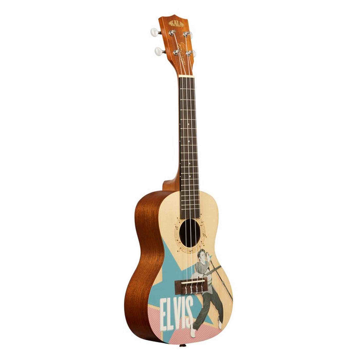 Kala Learn To Play Elvis Rockabilly concert ukulele starterkit – Mahonie, met Rockabilly design, tuner en Elvis-lesmateriaal