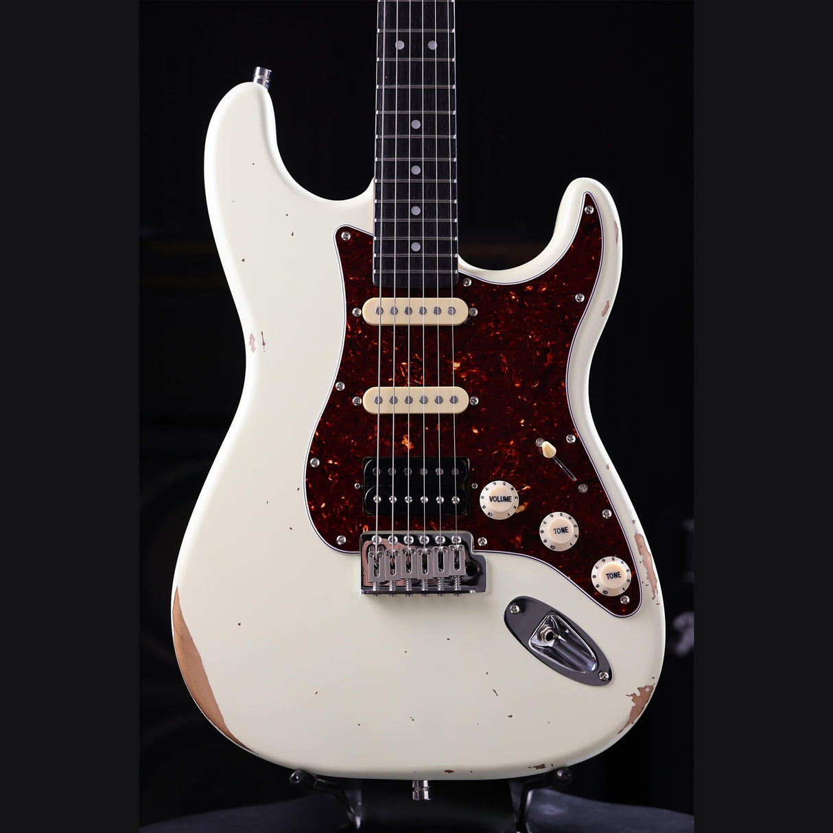Patina PS-7 OW R S-style Elektrische Gitaar HSS Alnico V Nitro Relic Paulownia Body Roasted Maple Hals Olympic White